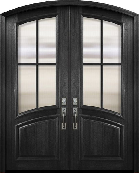 WDMA 72x96 Door (6ft by 8ft) Exterior Mahogany 36in x 96in Double Arch Top / Rail 4 Lite SDL Portobello Door 1