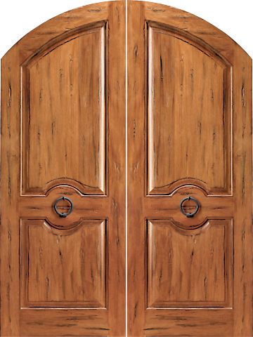 WDMA 72x96 Door (6ft by 8ft) Exterior Tropical Hardwood RS-1120 Arch Top Raised 2-Panel Rustic Hardwood Double Door w Knocker 1