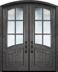WDMA 72x96 Door (6ft by 8ft) Exterior Knotty Alder 36in x 96in Double Arch Top / Rail 6 Lite SDL Estancia Alder Door 1