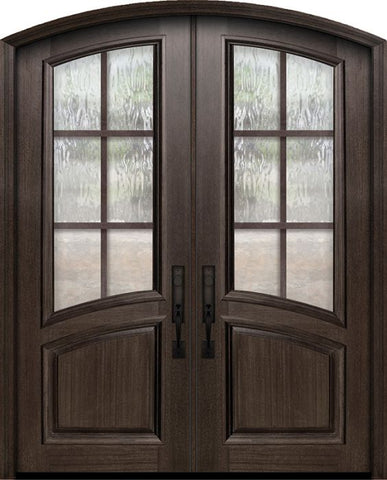WDMA 72x96 Door (6ft by 8ft) Exterior Mahogany 36in x 96in Double Arch Top / Rail 6 Lite SDL Portobello Door 1