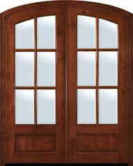 WDMA 72x96 Door (6ft by 8ft) Exterior Knotty Alder 96in Double 6 Lite Arch Top TDL Estancia Alder Door w/Bevel IG 1