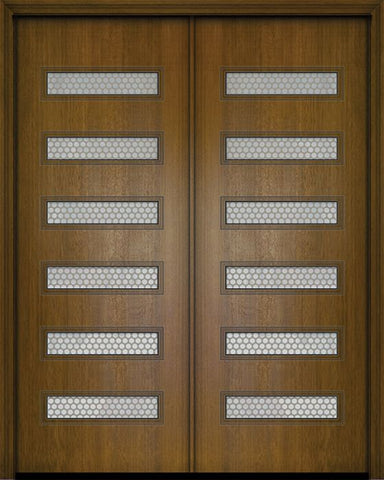 WDMA 72x96 Door (6ft by 8ft) Exterior Mahogany 36in x 96in Double Beverly Contemporary Door w/Metal Grid 1