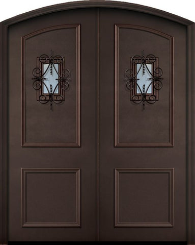 WDMA 72x96 Door (6ft by 8ft) Exterior 96in ThermaPlus Steel 2 Panel Arch Top Double Door with Speakeasy 1