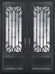 WDMA 72x96 Door (6ft by 8ft) Exterior 96in Valencia 3/4 Lite Double Wrought Iron Entry Door 1