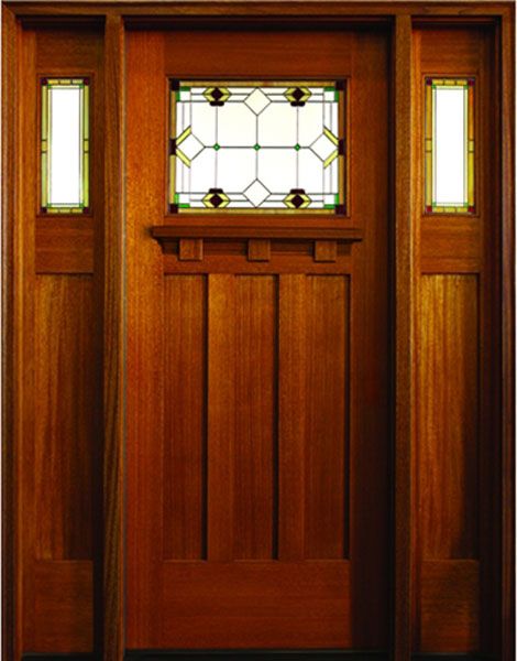 WDMA 74x80 Door (6ft2in by 6ft8in) Exterior Mahogany Edgemere Leaded Glass Single/2Sidelight Tuscany 1