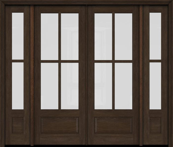 WDMA 76x80 Door (6ft4in by 6ft8in) Exterior Swing Mahogany 3/4 4 Lite TDL Double Entry Door Sidelights 1