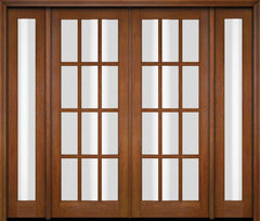 WDMA 76x80 Door (6ft4in by 6ft8in) Exterior Swing Mahogany 12 Lite TDL Double Entry Door Full Sidelights 4