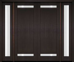 WDMA 76x80 Door (6ft4in by 6ft8in) Exterior Swing Mahogany 112 Windermere Shaker Double Entry Door Sidelights 2