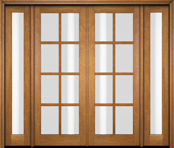 WDMA 76x80 Door (6ft4in by 6ft8in) Exterior Swing Mahogany 8 Lite TDL Double Entry Door Full Sidelights 1