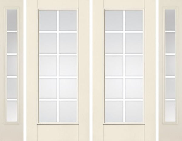 WDMA 80x80 Door (6ft8in by 6ft8in) French Smooth F-Grille Colonial 10 Lite Star Double Door 2 Sides 5 Lite 1