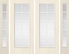 WDMA 80x80 Door (6ft8in by 6ft8in) French Smooth F-Grille Colonial 10 Lite Star Double Door 2 Sides 5 Lite 1