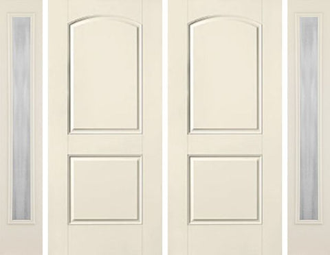 WDMA 80x80 Door (6ft8in by 6ft8in) Exterior Smooth 2 Panel Soft Arch Star Double Door 2 Sides Chinchilla Full Lite 1