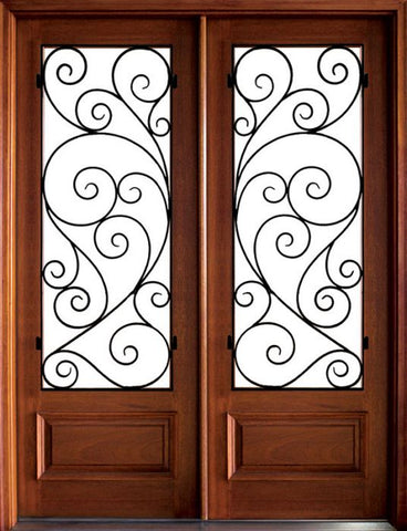 WDMA 84x80 Door (7ft by 6ft8in) Exterior Mahogany Wakefield Impact Double Door w Burlwood Iron Reverse 1