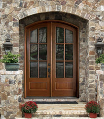 WDMA 84x80 Door (7ft by 6ft8in) Patio Mahogany Tiffany SDL 6 Lite Impact Double Door/Arch Top 2
