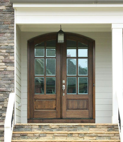 WDMA 84x80 Door (7ft by 6ft8in) Patio Mahogany Tiffany SDL 6 Lite Impact Double Door/Arch Top 4