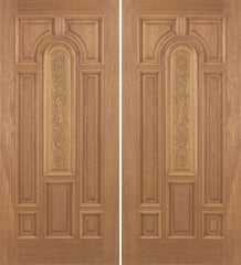 WDMA 84x80 Door (7ft by 6ft8in) Exterior Mahogany Revis Double Door Carved Panel - 6ft8in Tall 1