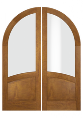 WDMA 84x80 Door (7ft by 6ft8in) Interior Swing Mahogany Round Top 1 Lite 1 Panel Transitional Home Style Exterior or Double Door 2