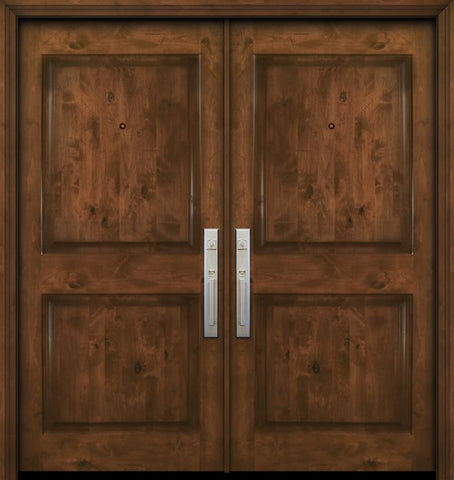 WDMA 84x80 Door (7ft by 6ft8in) Exterior Knotty Alder 42in x 80in Double 2 Panel Square Estancia Alder Door 1