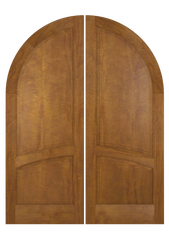 WDMA 84x80 Door (7ft by 6ft8in) Exterior Swing Mahogany 2/3 Round Top 2 Panel Solid Transitional Home Style or Interior Double Door 2