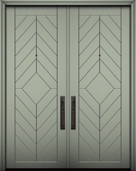 WDMA 84x96 Door (7ft by 8ft) Exterior Smooth 42in x 96in Double Lynnwood Solid Contemporary Door 1