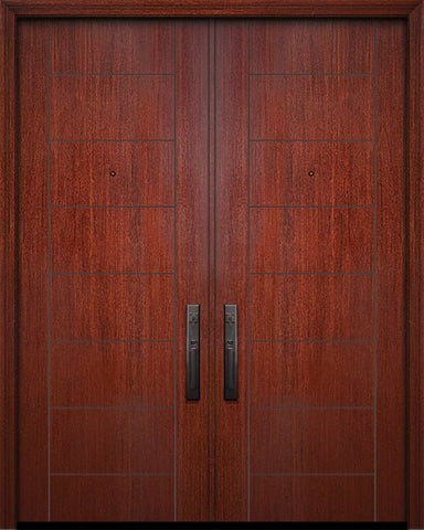 WDMA 84x96 Door (7ft by 8ft) Exterior Mahogany 42in x 96in Double Brentwood Solid Contemporary Door 1