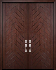WDMA 84x96 Door (7ft by 8ft) Exterior Mahogany 42in x 96in Double Chevron Contemporary Door 1