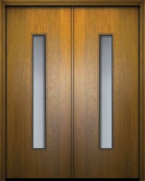 WDMA 84x96 Door (7ft by 8ft) Exterior Mahogany 42in x 96in Double Malibu Contemporary Door w/Textured Glass 1