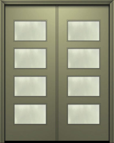 WDMA 84x96 Door (7ft by 8ft) Exterior Smooth 42in x 96in Double Santa Monica Solid Contemporary Door w/Textured Glass 1
