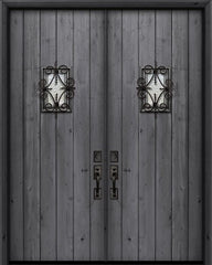 WDMA 84x96 Door (7ft by 8ft) Exterior Swing Mahogany 42in x 96in Double Square Top Plank Estancia Alder Door with Speakeasy 1