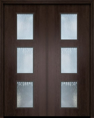 WDMA 84x96 Door (7ft by 8ft) Exterior Mahogany 42in x 96in Double Newport Contemporary Door w/Textured Glass 1