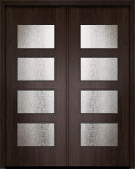 WDMA 84x96 Door (7ft by 8ft) Exterior Mahogany 42in x 96in Double Santa Monica Contemporary Door w/Textured Glass 1