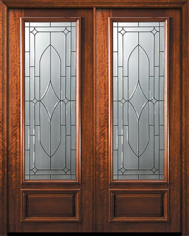 WDMA 84x96 Door (7ft by 8ft) Exterior Mahogany 42in x 96in Double 3/4 Lite Bourbon Street Door 1