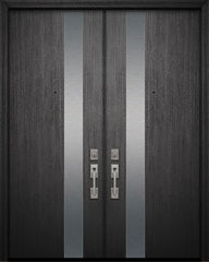 WDMA 84x96 Door (7ft by 8ft) Exterior Mahogany 42in x 96in Double Costa Mesa Solid Contemporary Door 1