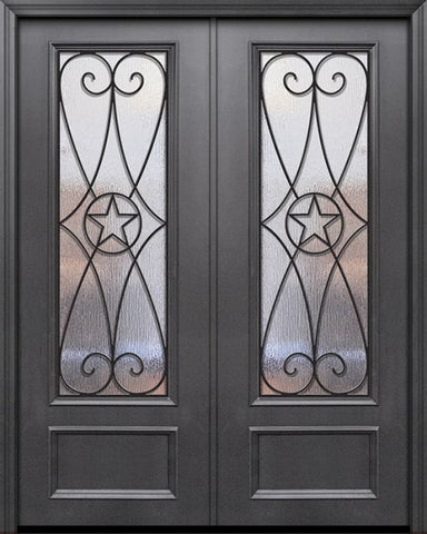 WDMA 84x96 Door (7ft by 8ft) Exterior 42in x 96in ThermaPlus Steel Austin 1 Panel 3/4 Lite GBG Double Door 1