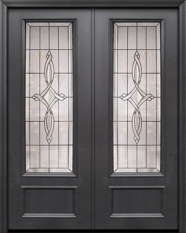 WDMA 84x96 Door (7ft by 8ft) Exterior 42in x 96in ThermaPlus Steel Marsais 1 Panel 3/4 Lite Double Door 1