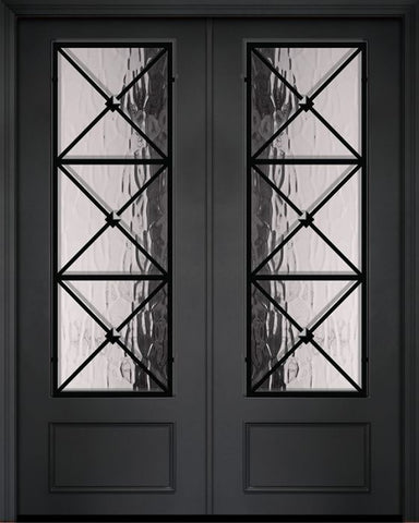 WDMA 84x96 Door (7ft by 8ft) Exterior 42in x 96in ThermaPlus Steel Republic 1 Panel 3/4 Lite Double Door 1
