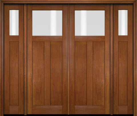 WDMA 86x80 Door (7ft2in by 6ft8in) Exterior Swing Mahogany Top Lite Craftsman Double Entry Door Sidelights 4