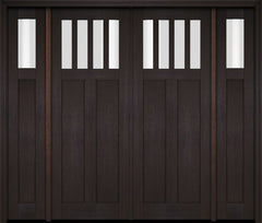 WDMA 86x80 Door (7ft2in by 6ft8in) Exterior Swing Mahogany 4 Horizontal Lite Craftsman Double Entry Door Sidelights 2