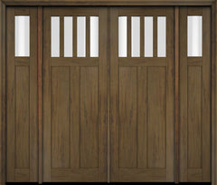 WDMA 86x80 Door (7ft2in by 6ft8in) Exterior Swing Mahogany 4 Horizontal Lite Craftsman Double Entry Door Sidelights 3
