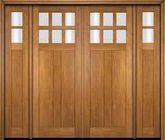 WDMA 86x80 Door (7ft2in by 6ft8in) Exterior Swing Mahogany 6 Lite Craftsman Double Entry Door Sidelights 1