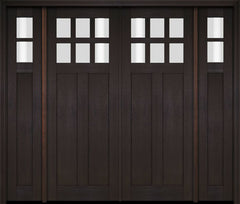 WDMA 86x80 Door (7ft2in by 6ft8in) Exterior Swing Mahogany 6 Lite Craftsman Double Entry Door Sidelights 2