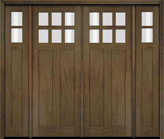WDMA 86x80 Door (7ft2in by 6ft8in) Exterior Swing Mahogany 6 Lite Craftsman Double Entry Door Sidelights 3