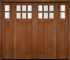 WDMA 86x80 Door (7ft2in by 6ft8in) Exterior Swing Mahogany 6 Lite Craftsman Double Entry Door Sidelights 4