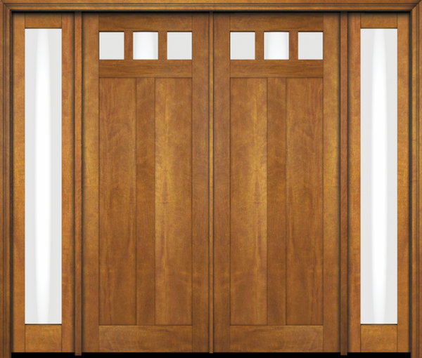 WDMA 86x80 Door (7ft2in by 6ft8in) Interior Swing Mahogany Top View Lite Craftsman 2 Panel Two Sidelight Exterior or Double Door 1