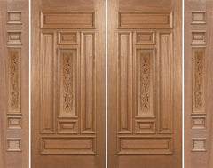 WDMA 88x80 Door (7ft4in by 6ft8in) Exterior Mahogany Narrow Double Door/2side Carved Panel 1