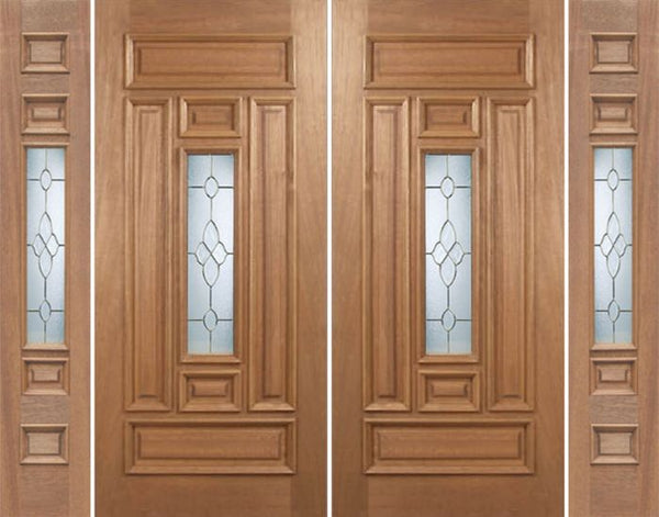 WDMA 88x80 Door (7ft4in by 6ft8in) Exterior Mahogany Narrow Double Door/2side w/ C Glass 1