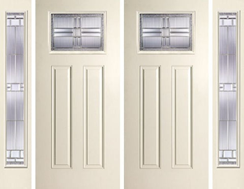 WDMA 88x80 Door (7ft4in by 6ft8in) Exterior Smooth SaratogaTM Craftsman Lite 2 Panel Star Double Door 2 Sides 1