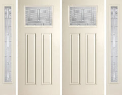 WDMA 88x80 Door (7ft4in by 6ft8in) Exterior Smooth MaplePark Craftsman Lite 2 Panel Star Double Door 2 Sides 1