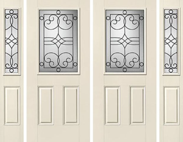 WDMA 88x80 Door (7ft4in by 6ft8in) Exterior Smooth Salinas Half Lite 2 Panel Star Double Door 2 Sides Half Lite Sidelight 1