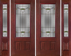 WDMA 88x80 Door (7ft4in by 6ft8in) Exterior Cherry 3/4 Lite Two Panel Double Entry Door Sidelights GR Glass 1